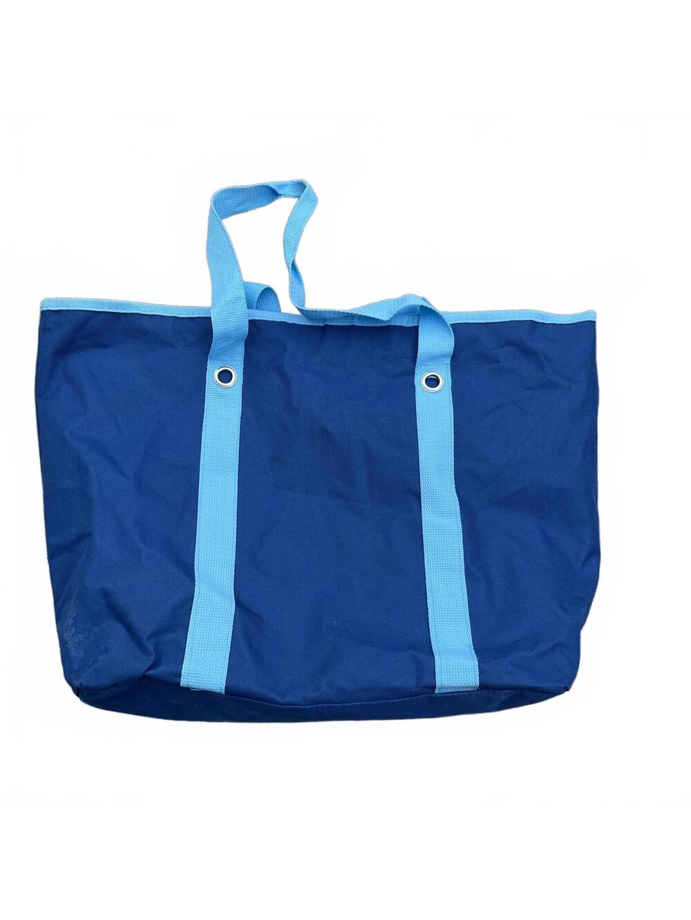 Large Navy Blue Canvas Tote Bag with Straps and Clips